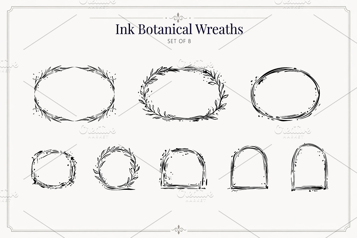 Ink Botanical Elements Vector Set, an Object Graphic by Christine Krahl (Photo 6 of 12)