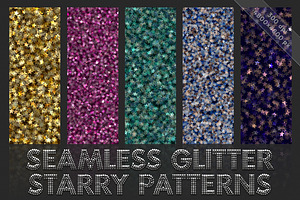 Starry glitter patterns. Seamless
