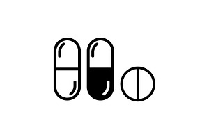 Pills Vector Sign Flat On White