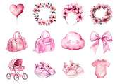 Pink Baby Girl Nursery Clipart, an Illustration by Design Market (Thumbnail 3 of 3)
