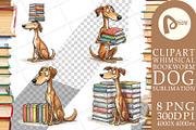Bookworm Dog Sublimation PNG, an Animal Illustration by Artnoy (Thumbnail 8 of 18)