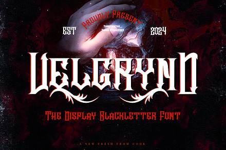 Velgrynd - Display Blackletter Font, a Blackletter Font by Dhabee