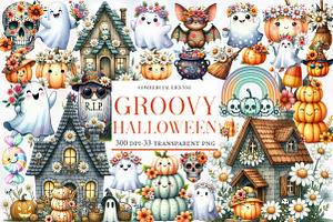 Groovy Halloween Clipart, an Illustration by Designworld