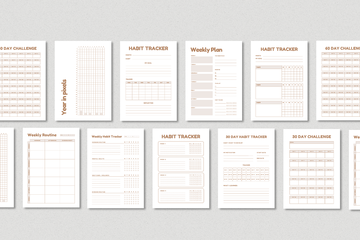 Habit tracker Printable Bundle, a Stationery Template by The Chaos Project (Photo 6 of 9)