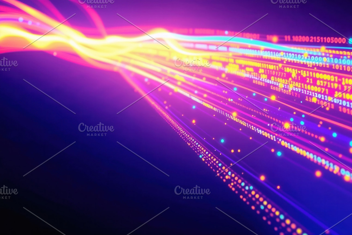 Streaming neon light trails, an Illustration by wavebreak