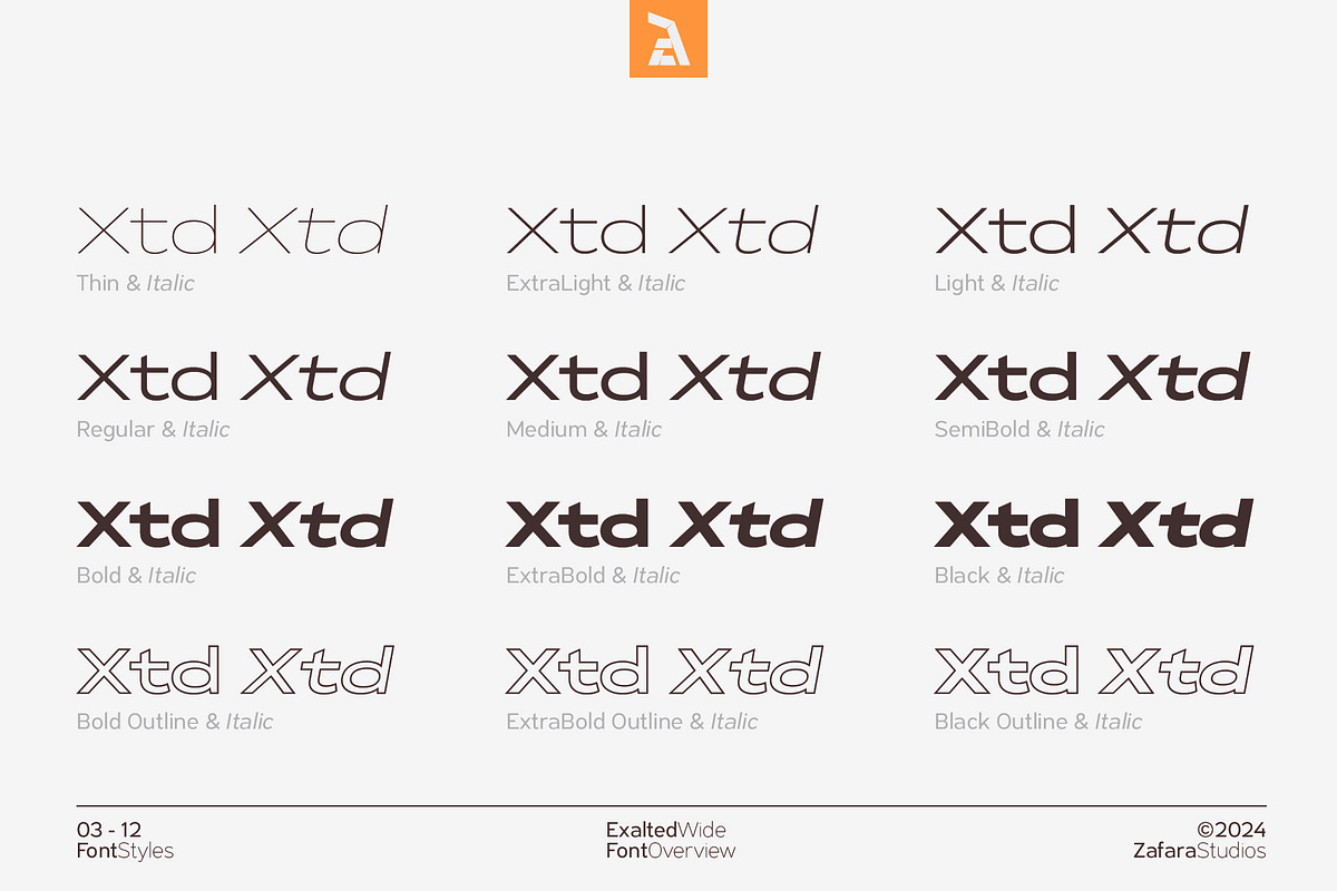 Exalted Wide, a Sans Serif Font by Zafara Studios (Photo 3 of 12)