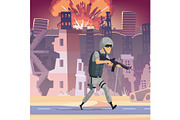 Soldier walking through war torn, a Wallpaper Graphic by Onyx (Thumbnail 1 of 3)
