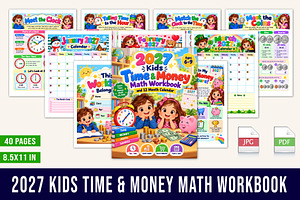 2027 Kids Time & Money Math Workbook