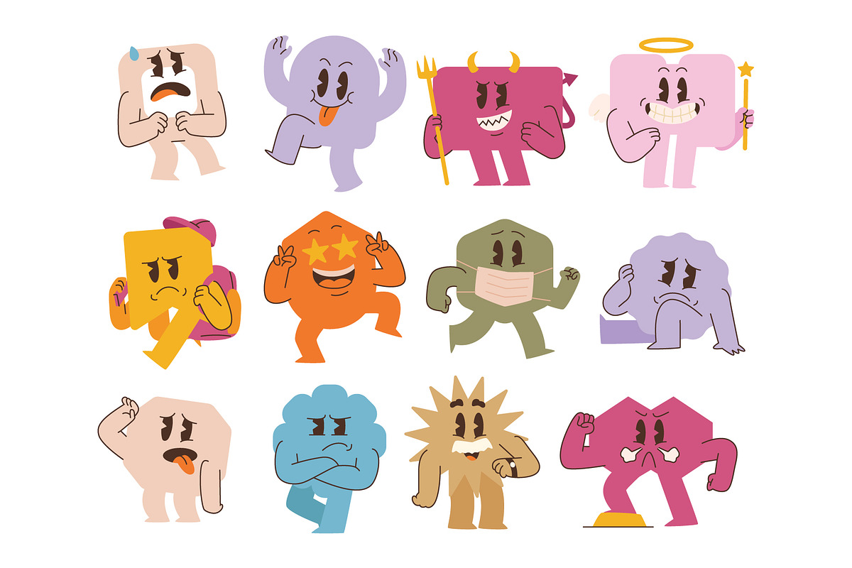 Vintage Retro Cute Emoji sticker, an Object Graphic by Vesvocrea (Photo 9 of 9)