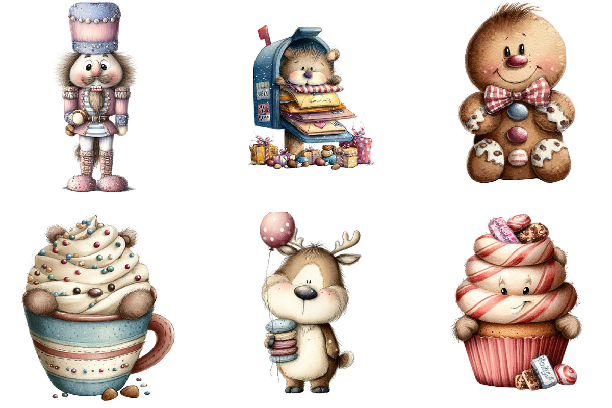 Whimsical Christmas Clipart, an Illustration by DreamArtGraphic (Photo 5 of 5)