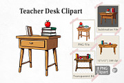 Teacher Desk Clipart, a Graphic by Artnoy (Thumbnail 1 of 5)