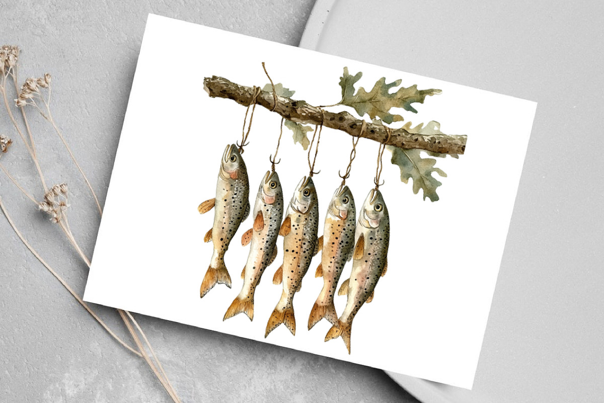 Watercolor Fall Fishing Clipart PNG, a Seasonal Illustration by Canvas Craft (Photo 6 of 8)