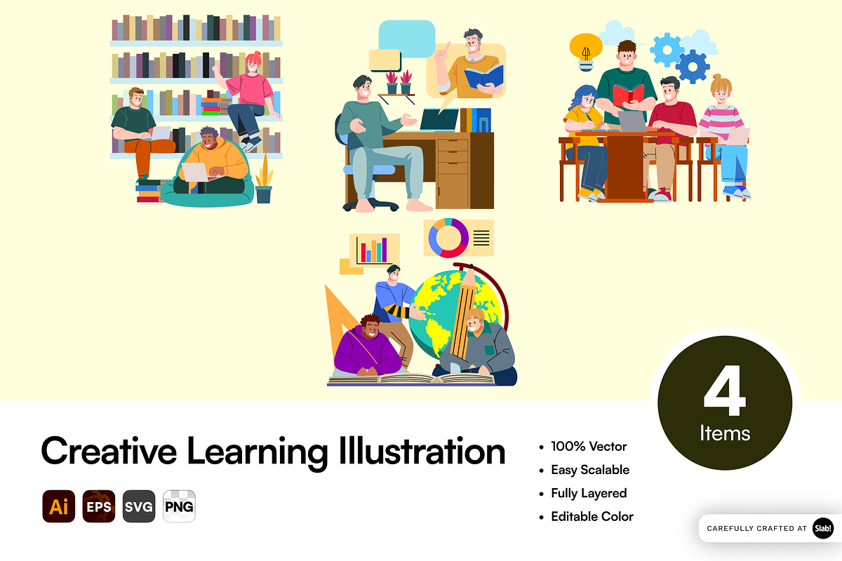 Creative Learning Illustration Pack, an Object Graphic by SLAB! Design