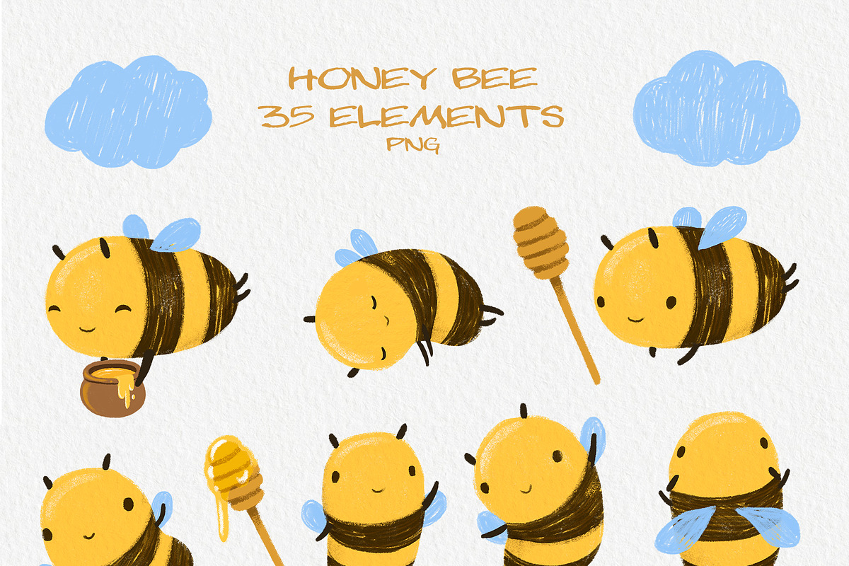 Cute Honey Bee Clipart, a Food Illustration by LukaJreym (Photo 9 of 10)