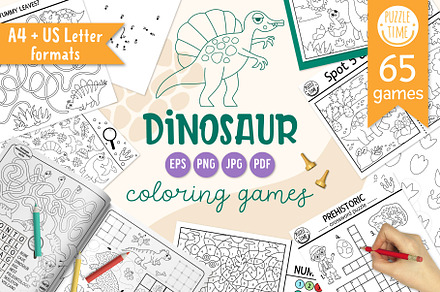 Dinosaur coloring games for kids, an Education Illustration by Lexi Claus