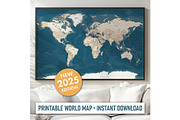 Vector World Map - Large&Detailed, an Illustration by PorcuPen Works (Thumbnail 6 of 7)