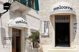 Hotel Entrance Mockup Set, an Advertising Mockup by creatsy5