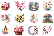 Fairy Garden Watercolor Clipart, an Illustration by Designworld (Thumbnail 3 of 5)