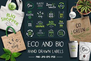 Eco and Bio Hand Drawn labels