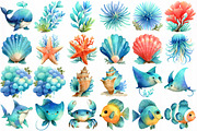 Sea Creature Clipart, an Illustration by DreamCafeArt (Thumbnail 2 of 7)