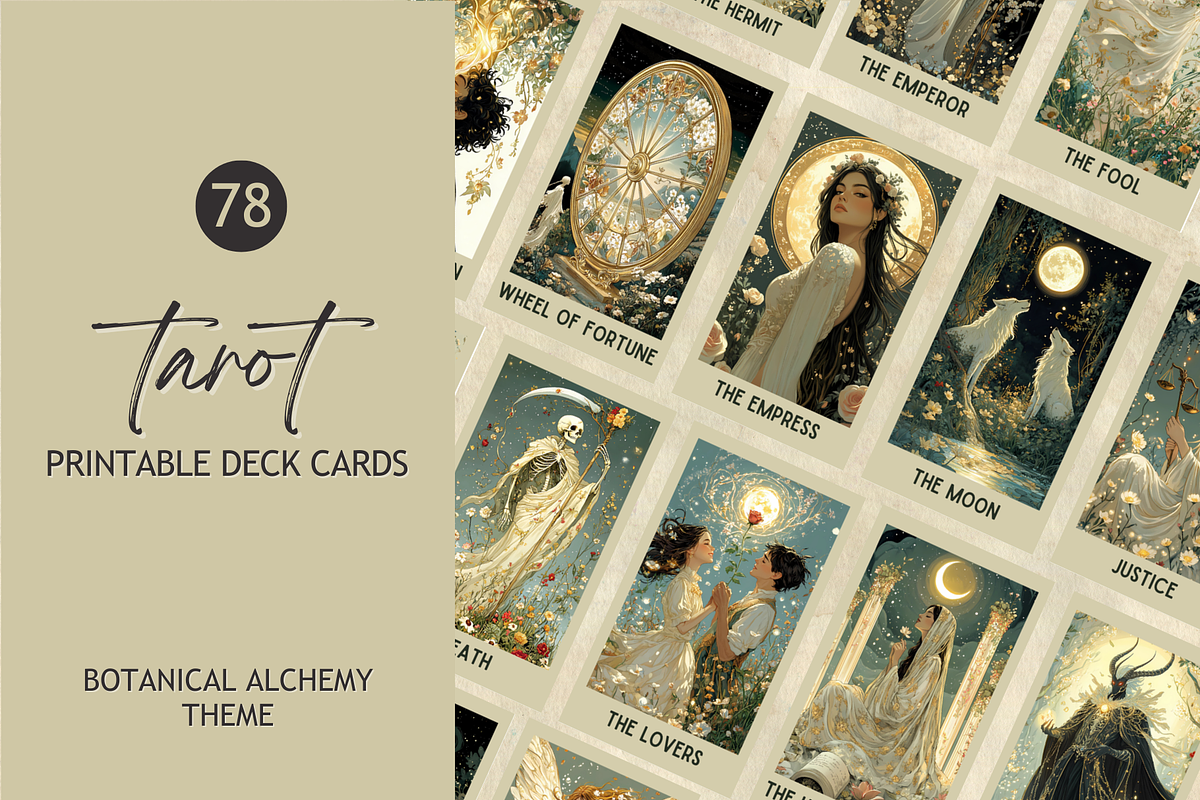 Printable Tarot Deck Botanical Theme, a Design Template by Mindful Digital Co. (Photo 1 of 10)