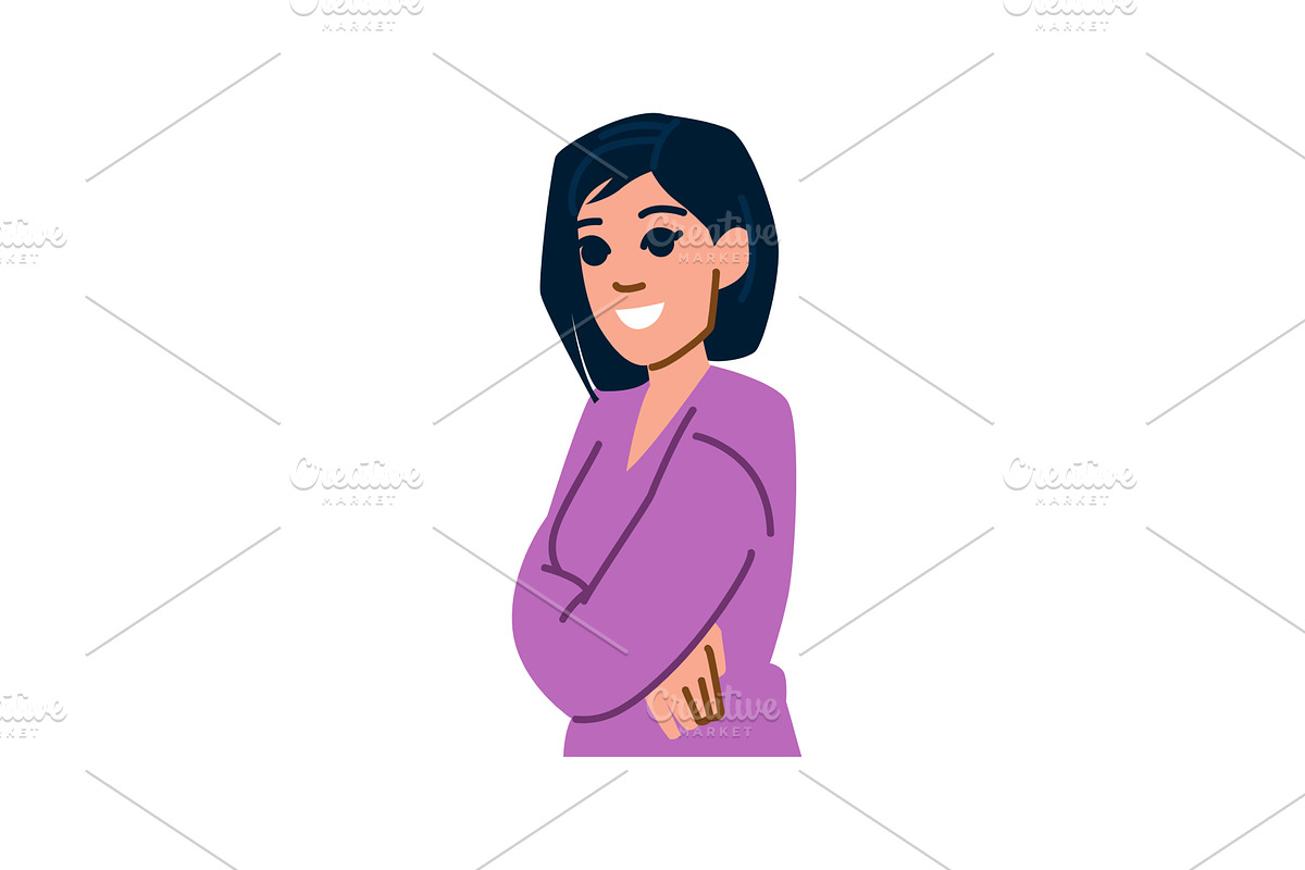 Smiling businesswoman standing with, a Person Illustration by pikepicture