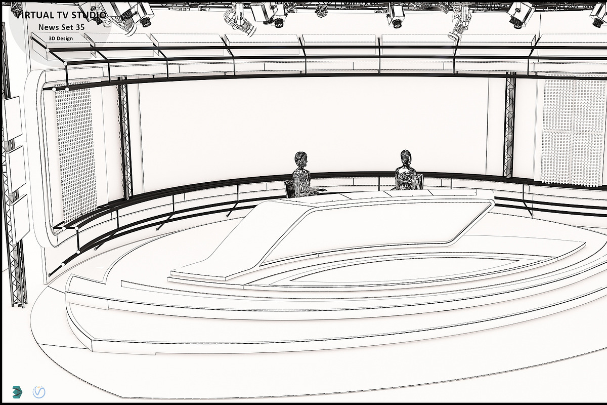 Virtual TV Studio News Set 35, an Architecture 3D Model by akerStudio (Photo 11 of 39)