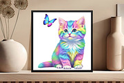 Watercolor Rainbow Kitten Clipart, an Illustration by Black Bird Studio (Thumbnail 4 of 4)