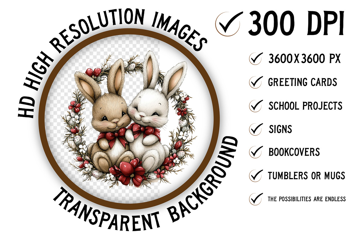 Whimsical Easter Bunny Couples PNG, an Illustration by Craft Nest (Photo 2 of 8)