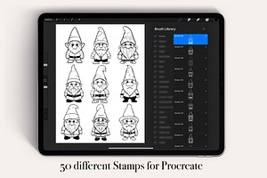 50 Gnome Procreate Stamps Brushes