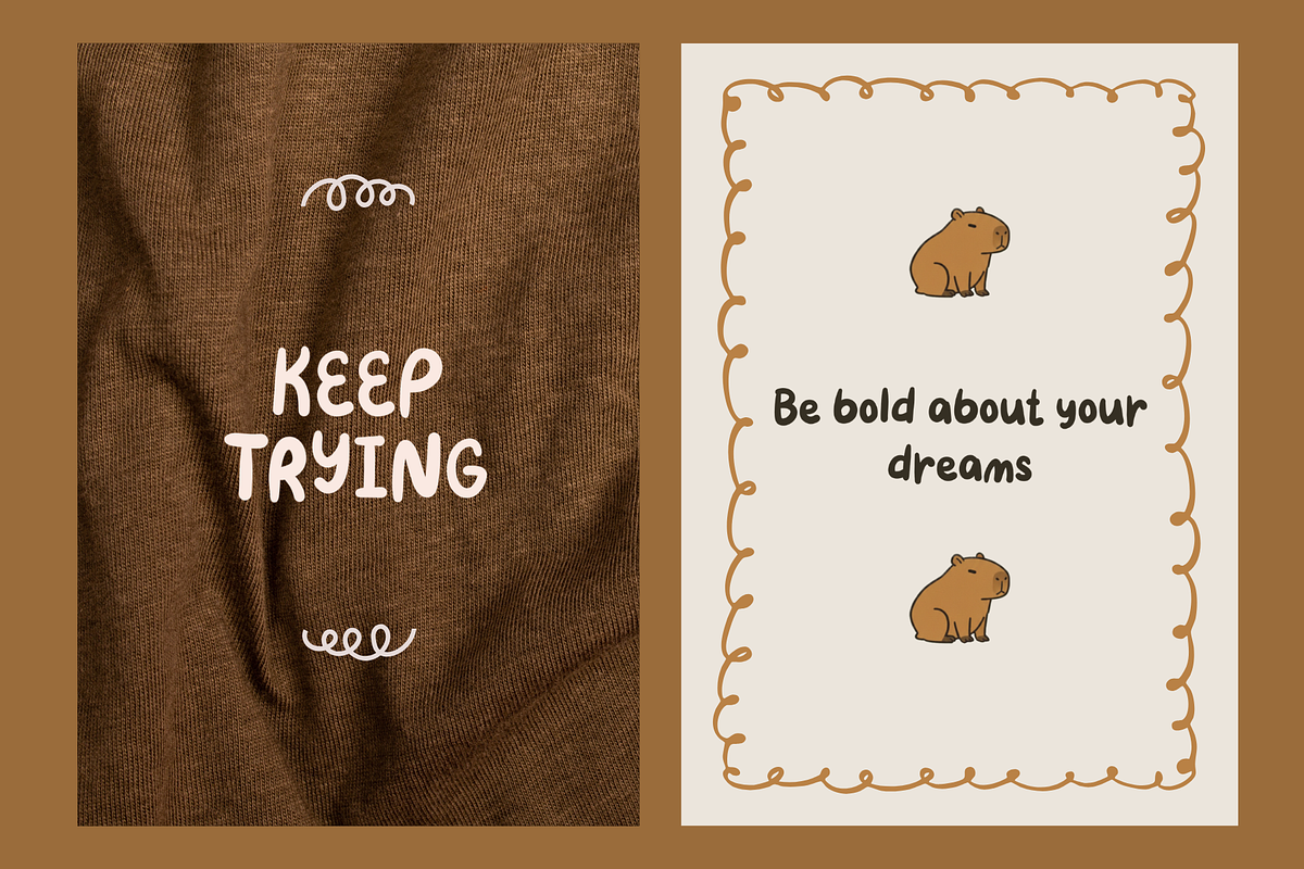 Awesome Capybara | Cozy & Playful, a Handwritten Font by Ashiya Pixel (Photo 5 of 9)