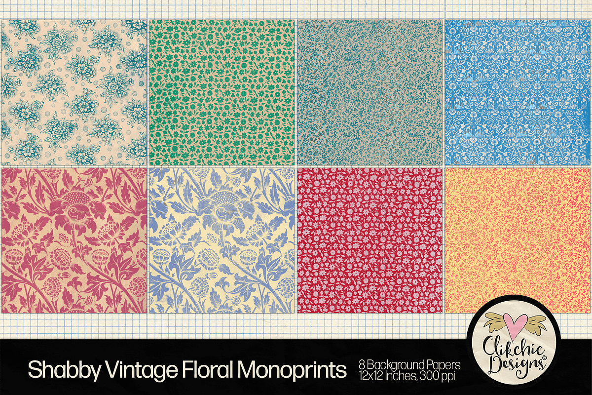 Shabby Vintage Floral Backgrounds, a Texture Graphic by Clikchic Designs (Photo 3 of 10)