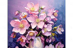 Oil Painting Lenten Roses Still Life