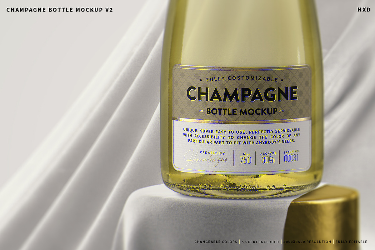 Champagne Bottle Mockup V2, an Advertising Mockup by HexenDesigns (Photo 1 of 12)