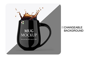 Glossy Mug W/ Coffee Splash Mockup