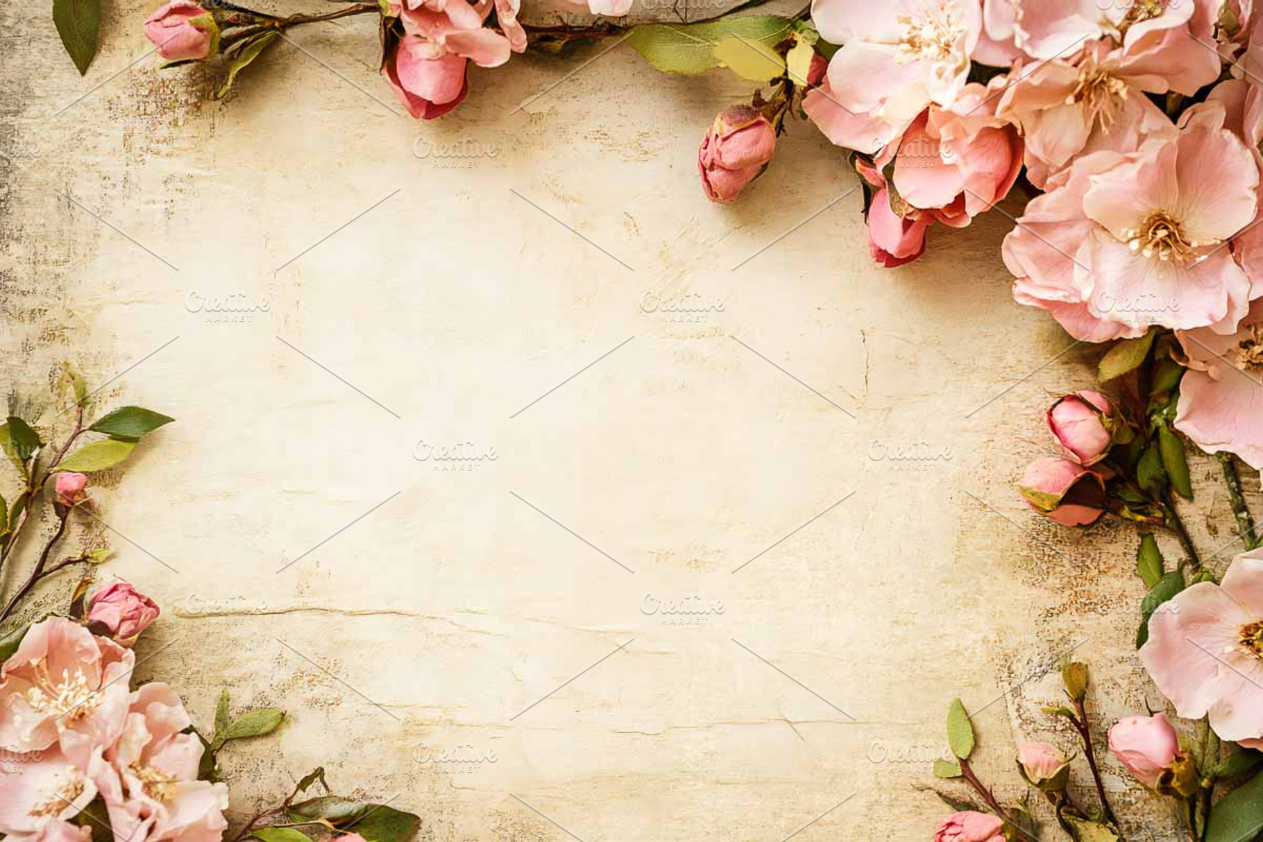 Vintage Paper Card with Flowers, a Photo by VetalStock