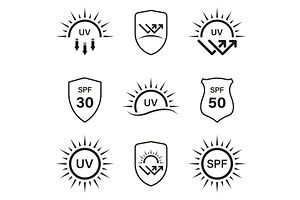 UV Sun Protect SPF Icon Set, an Object Illustration by Gentle Studio