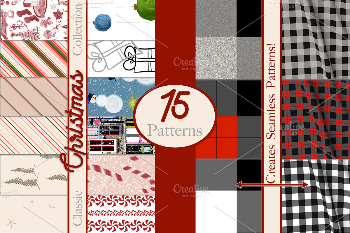 Classic Christmas Patterns Gingham, a Pattern Graphic by faeDesign (Photo 1 of 14)