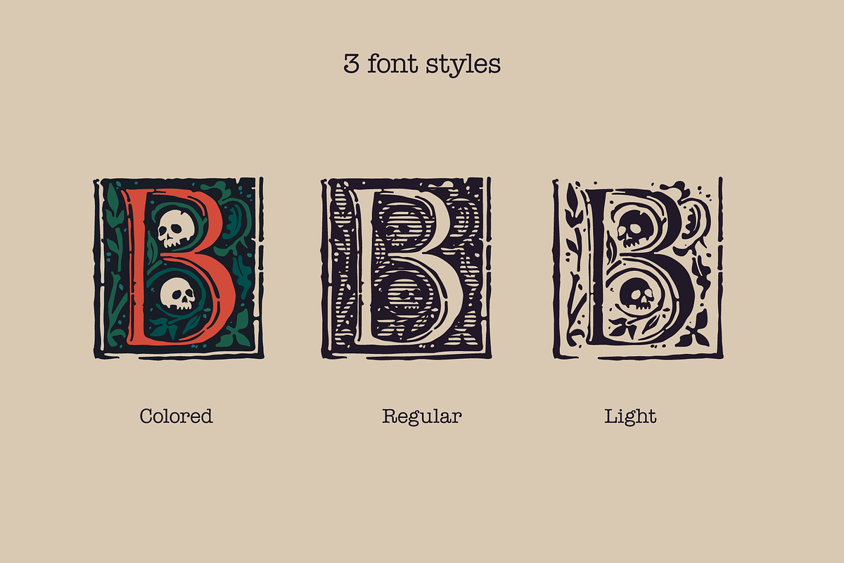 Totes Buch Gothic Woodcut Initials, a Blackletter Font by kaer_shop (Photo 6 of 12)