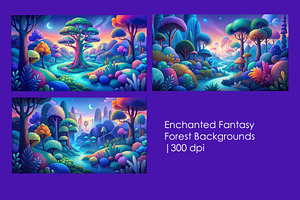 Enchanted Fantasy Forest Backgrounds, a Decorative Illustration by StockVerse Creative