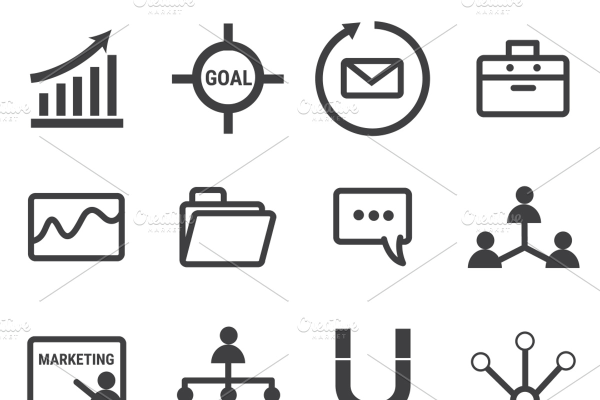 Marketing icons., an Outline Icon by jabkitticha