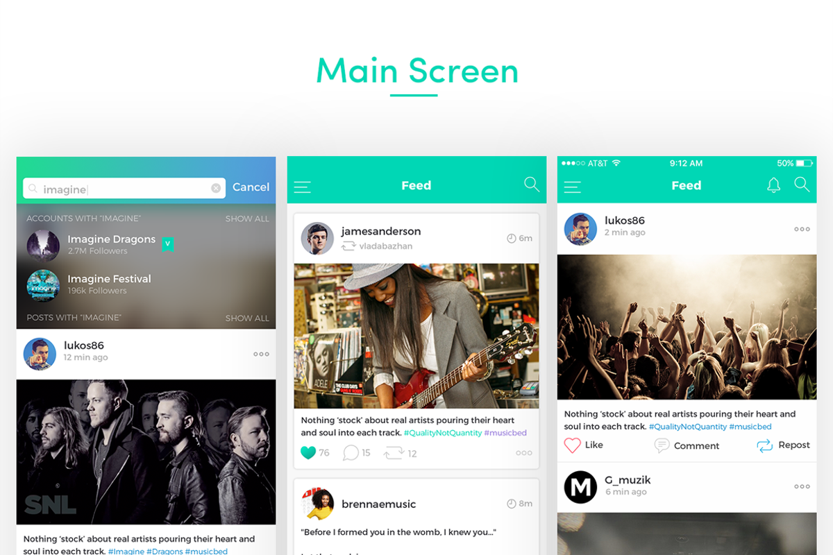 BUZZ Music App UI, an iPhone Mockup by Danfe Designs (Photo 6 of 9)
