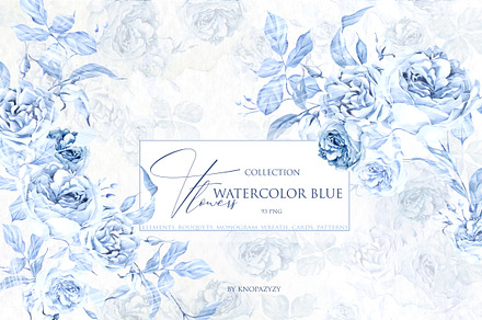 Watercolor Blue Wedding Collection, an Object Graphic by Knopazyzy