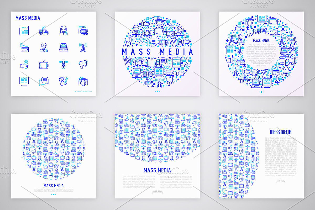 Mass Media Icons Set | 30 Templates, an Outline Icon by Alex Blogoodf (Photo 7 of 10)