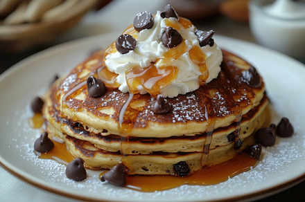 Delicious chocolate chip pancakes to, a Background Photo by Pixeness