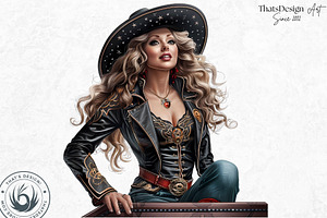 Midnight Rider Cowgirl Clipart Set