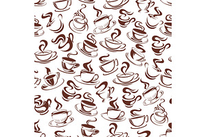 Vector Coffee Cup Seamless Pattern Background