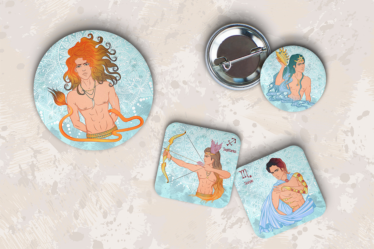 12 Zodiac Men Hand Drawn Collection, a Healthcare Illustration by ennona_art (Photo 8 of 11)