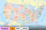 United States Vector Map, a Work Illustration by Fucina™ (Thumbnail 1 of 7)