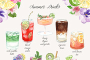 Fruity Summer Cocktails Watercolor, a Food Illustration by Catch the Dream Art (Thumbnail 2 of 9)